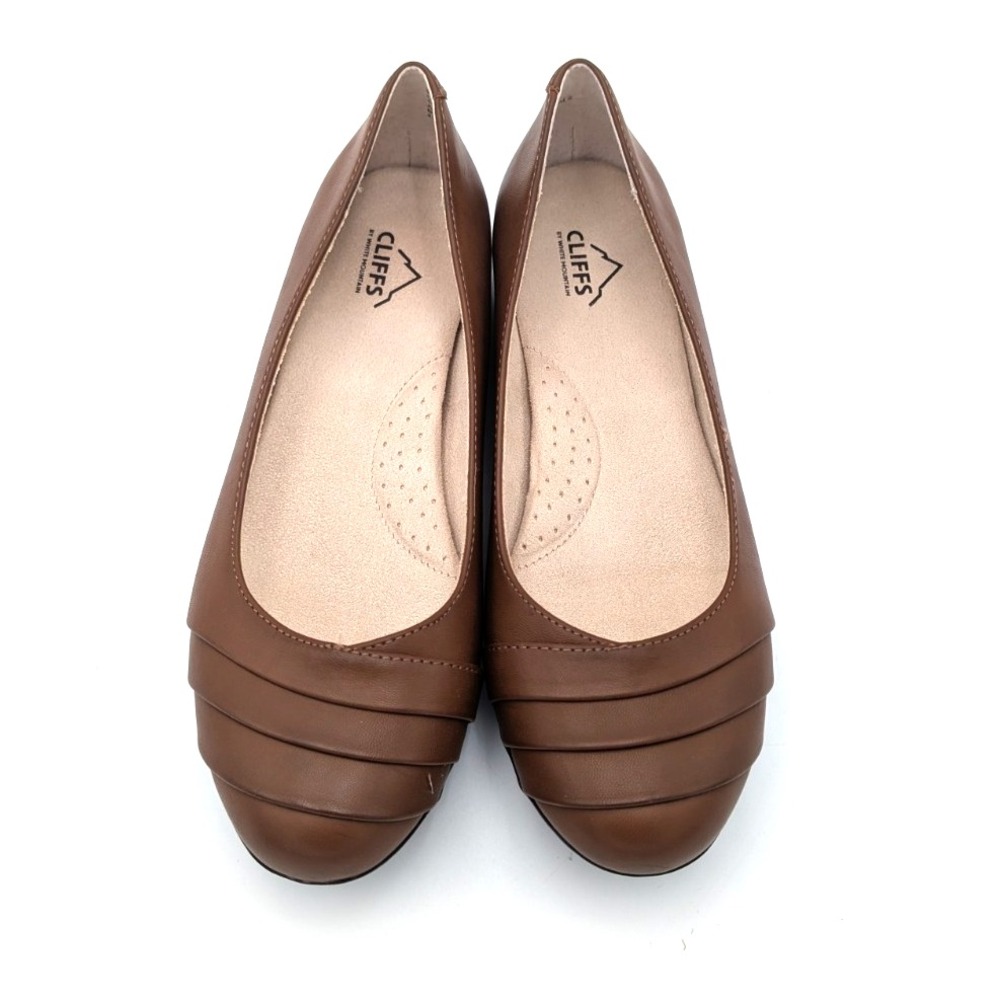 Cliffs Women's Brown Ballet Flats Slip-On Bullhide Leather Comfort US 10 M
